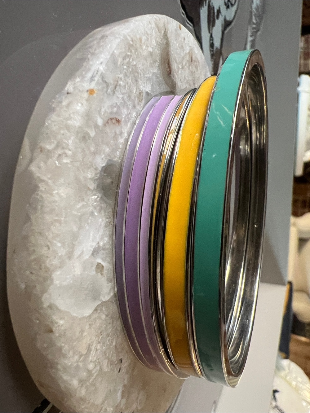 Colorful Fossil Bangle Stack - Picture 3 of 4